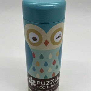 Petit Collage 64 Piece Owl Family Puzzle & Coin Bank Tin GUC